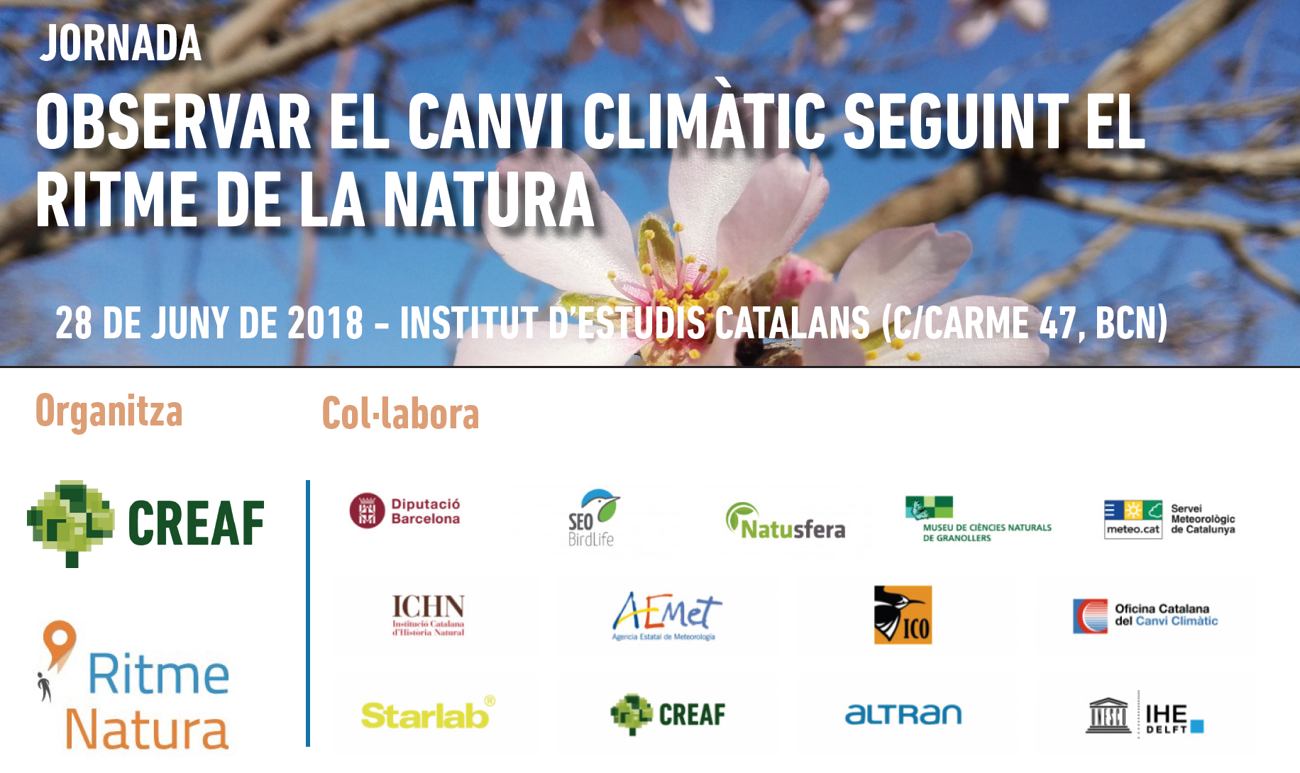 Cartell de la Jornada "Observem el canvi climàtic seguint els ritmes de la natura". Font: RitmeNatura