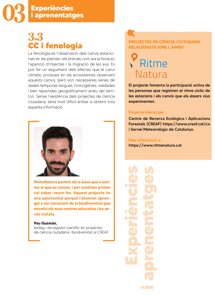 Pàgina sobre RitmeNatura a la Guia de Ciència Ciutadana i Natura. Font: Fundació Catalana de l'Esplai