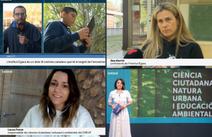 Laura Force, responsable de ciència ciutadana i educació ambiental del CREAF, i Bea Martin, professora del FenoCentre Ègara de Terrassa, han estat protagonistes d'un reportatge sobre la ciència ciutadana a Catalunya. Font: Betevé