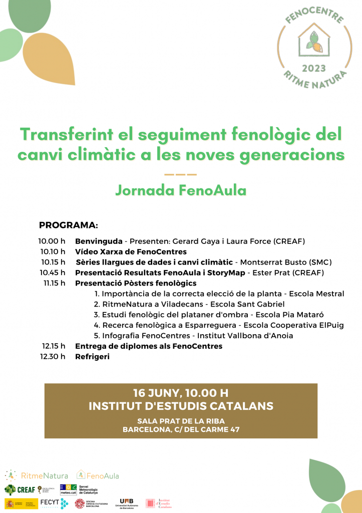 Cartell de la jornada final del projecte FenoAula de l'observatori ciutadà RitmeNatura