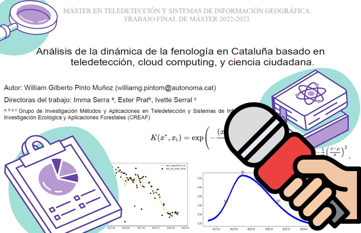 Entrevistem a William Gilberto Pinto Muñoz: enginyer forestal, màster en SIG i autor de "Anàlisi de la dinàmica de la fenologia a Catalunya basat en teledetecció, cloud compunting i ciència ciutadana", un TFM que ha utilitzat dades de l'observatori RitmeNatura. Autor: William Gilberto Pinto