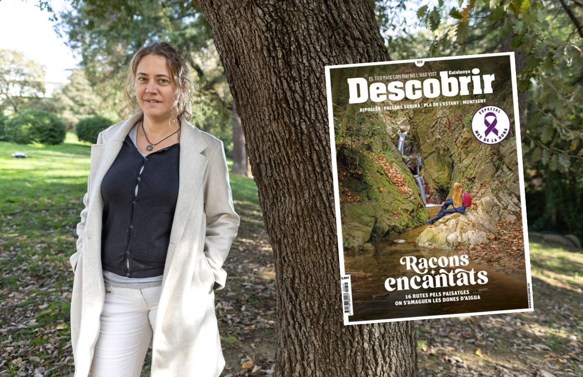 La coordinadora de l'observatori RitmeNatura, Ester Prat, posa davant la càmera de Roger Rovira, periodista i autor del reportatge sobre ciència ciutadana de l'edició de març de la revista Descobrir. Fonts: Roger Rovira i Revista Descobrir